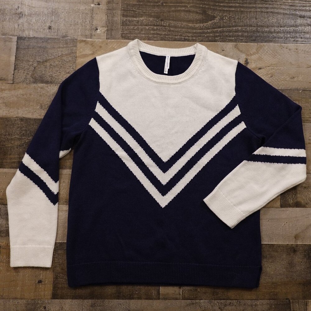 Southern Tide Chevron pullover sweater women's extra large true navy white‎